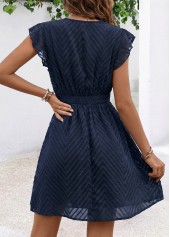 Navy Short Ruffle V Neck Dress | thumb picture 