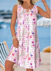 Multi Color Floral Print Cut Out Sleeveless Dress | thumb picture 