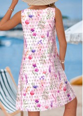 Multi Color Floral Print Cut Out Sleeveless Dress | thumb picture 