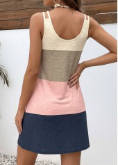 Multi Color Geometric Print Short Tummy Coverage Strappy Dress | thumb picture 