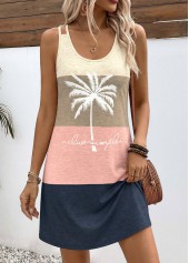 Multi Color Geometric Print Short Tummy Coverage Strappy Dress | thumb picture 