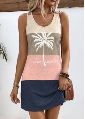 Multi Color Geometric Print Short Tummy Coverage Strappy Dress | thumb picture 