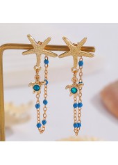 Golden Turtle Starfish Design Copper Earrings | thumb picture 