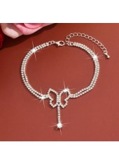 Rhinestone Detail Silver Butterfly Copper Anklet | thumb picture 