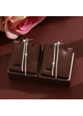 Silver Color Copper Detail Rhinestones Earrings | thumb picture 