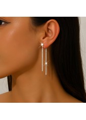 Silver Color Copper Detail Rhinestones Earrings | thumb picture 