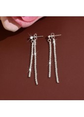 Silver Color Copper Detail Rhinestones Earrings | thumb picture 