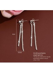 Silver Color Copper Detail Rhinestones Earrings | thumb picture 
