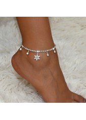 Silver Color Copper Detail Rhinestone Anklet