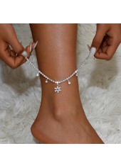 Silver Color Copper Detail Rhinestone Anklet | thumb picture 