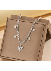 Silver Color Copper Detail Rhinestone Anklet | thumb picture 