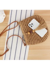 Dark Camel Zip Tassel Crossbody Bag | thumb picture 