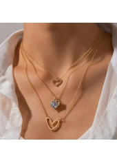 Golden Color Heart Alloy Detail Necklace