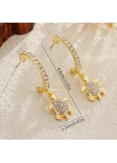 Golden Turtle Alloy Rhinestone Detail Earrings | thumb picture 