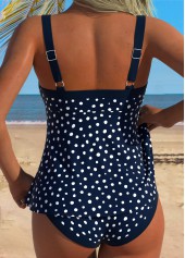 White Mid Waisted Tummy Coverage Polka Dot Tankini Set | thumb picture 