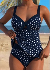White Mid Waisted Tummy Coverage Polka Dot Tankini Set | thumb picture 