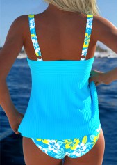 Cyan Mid Waisted Tummy Coverage Tankini Set | thumb picture 