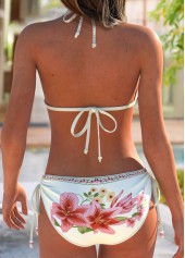 Beige Low Waisted Two-piece Floral Print Bikini Set | thumb picture 