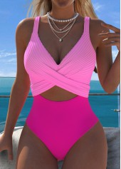 Hot Pink Patchwork One Piece Swimwear | thumb picture 