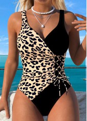 Black Wrap Leopard One Piece Swimwear