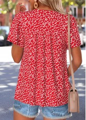 Red Heart Print Curved Hem Short Sleeve T Shirt | thumb picture 
