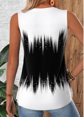 Black Ombre Curved Hem Sleeveless Split Neck Tank Top | thumb picture 