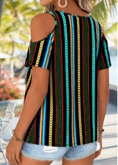 Multi Color Geometric Print Twist Short Sleeve T Shirt | thumb picture 