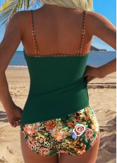Blackish Green Mid Waisted Wrap Floral Print Tankini Set | thumb picture 