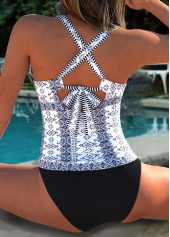 White Low Waisted Two-piece Tribal Print Tankini Set | thumb picture 