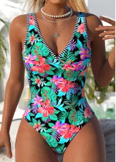 Multi Color Ruched/shirred Floral Print One Piece Swimwear