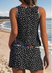 Navy Mid Waisted Two-piece Polka Dot Tankini Set | thumb picture 
