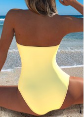 Light Yellow Cut Out Floral Print One Piece Swimwear | thumb picture 