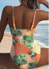 Coral Bowknot Tribal Print One Piece Swimwear | thumb picture 