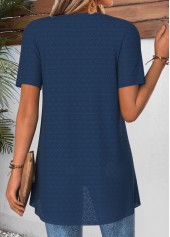 Navy Tribal Print Short Sleeve Fake Two Piece Twinset | thumb picture 