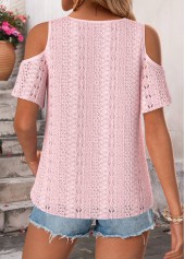 Pink Cut Out Short Sleeve Scoop Neck T Shirt | thumb picture 