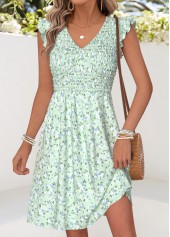 Light Green Ditsy Floral Print Short Ruffle Dress | thumb picture 