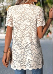 Beige Two-piece Short Sleeve Cardigan and Tank Top | thumb picture 