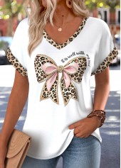 White Leopard Patch Pocket Short Sleeve T Shirt