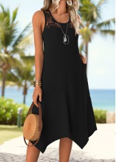 Black Handkerchief Hem Sleeveless Round Neck Dress | thumb picture 