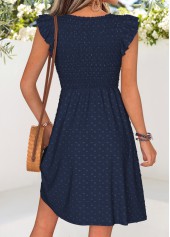 Navy Short Smocked V Neck Dress | thumb picture 