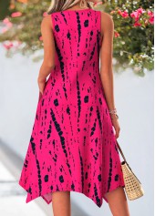 Hot Pink Tie Dye Print Double Side Pockets Dress | thumb picture 
