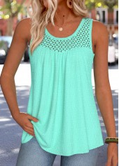 Mint Green Curved Hem Sleeveless Scoop Neck Tank Top