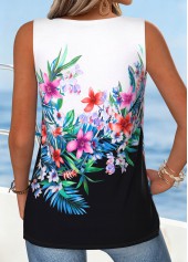 Multi Color Floral Print Tie Sleeveless Tank Top | thumb picture 