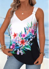 Multi Color Floral Print Tie Sleeveless Tank Top | thumb picture 