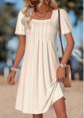Beige Short Tummy Coverage Square Neck Dress