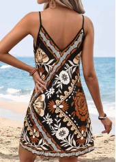 Multi Color Tribal Print Short Tummy Coverage Strappy Dress | thumb picture 