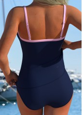 Navy Mid Waisted Wrap Marine Life Print Tankini Set | thumb picture 