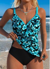 Black Tummy Coverage Floral Print Tankini Top-No Bottom | picture 1