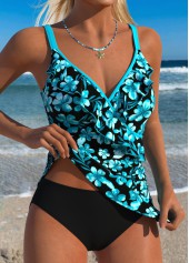 Black Tummy Coverage Floral Print Tankini Top-No Bottom | picture 3