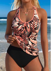 Sage Green Mid Waisted Two-piece Floral Print Tankini Set
